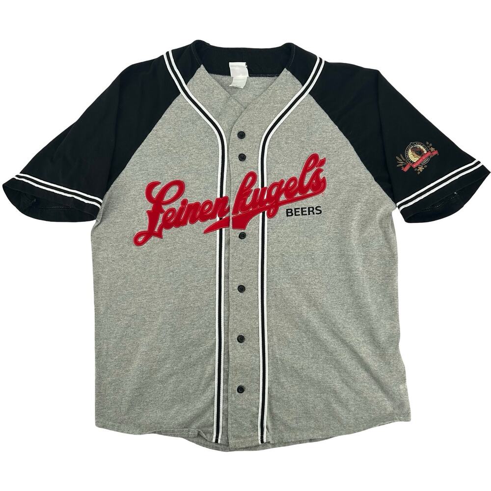 VTG Men's Grey Black Leinenkugel's Beers Brewing 1867 Baseball Jersey Shirt XL